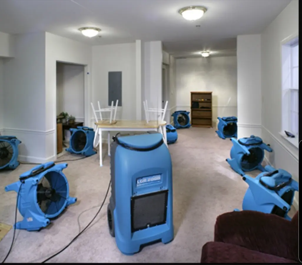 Air movers and dehumidifier setup for Water Extraction & Removal in Sunnyvale